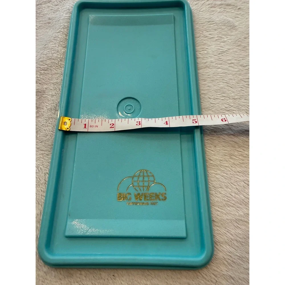 Vintage Tupperware 1987 Big Weeks Teal Blue Rectangular Replacement Lid 1620-4